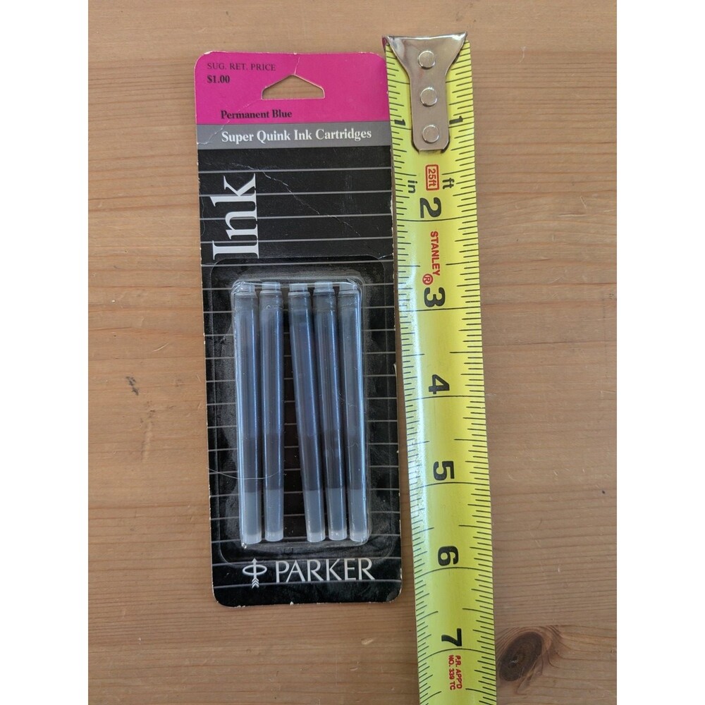 Parker Super Quink Ink Cartridges Permanent Blue Pack of 5 NIB NOS